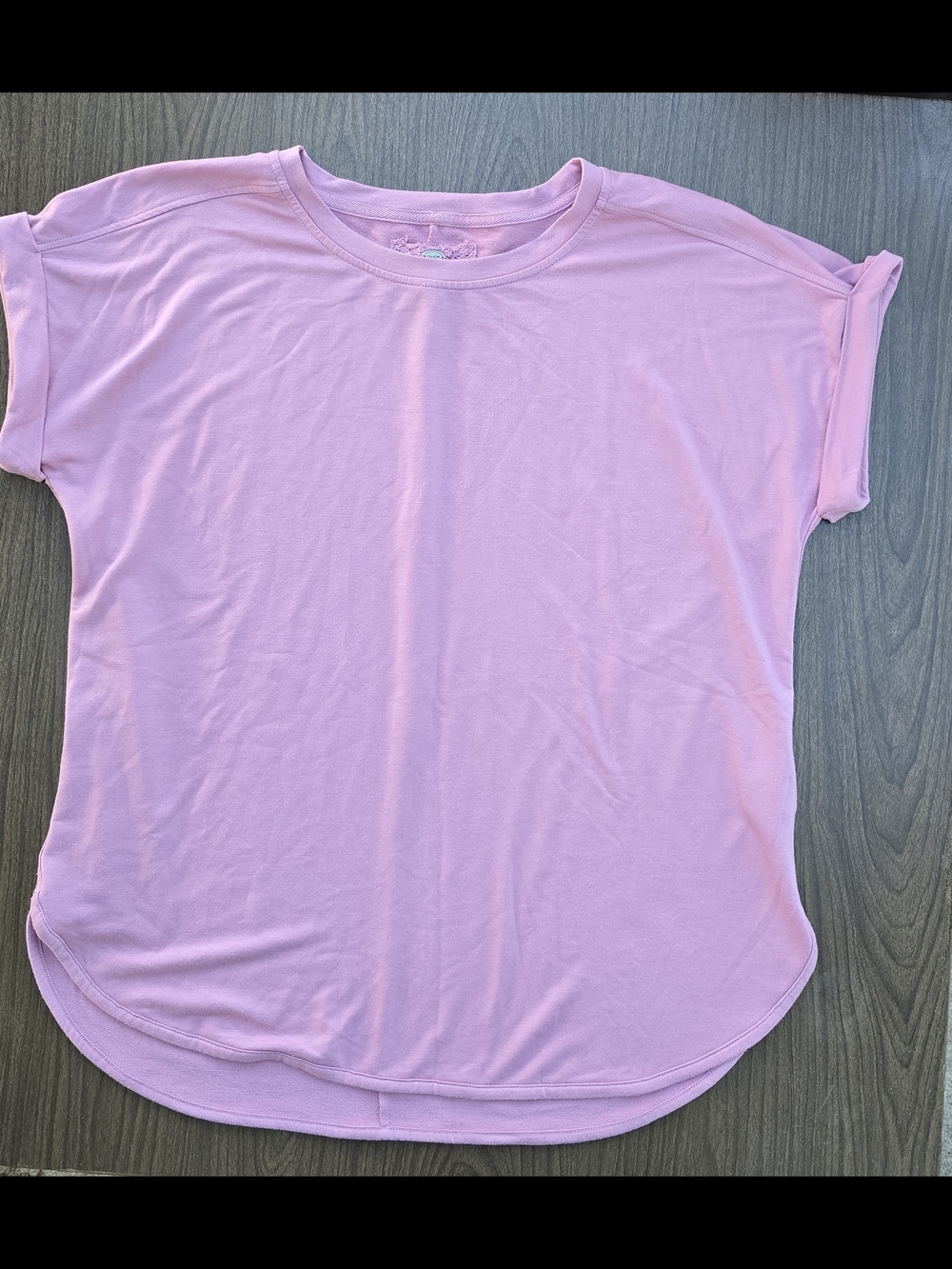 Cupio Pink Short Sleeve Rounded Hem Casual Top Sz XL